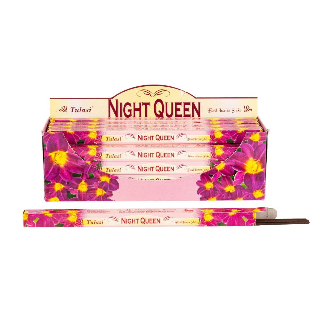 Tulasi, 9" 8 pcs, Incense Sticks, Night Queen, 25/display box