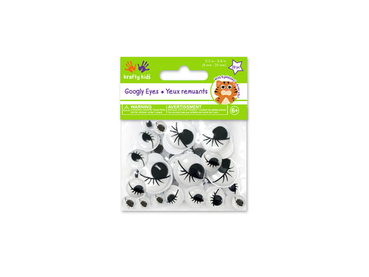 Paste-On Googly Eyes: Lashes 8mm-20mm 38/pk Black Standard