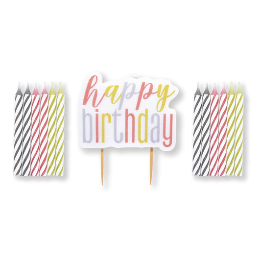 13 GLITZ Rose Gold Happy Birthday Pick Candle & Spiral Candle Set  13pc