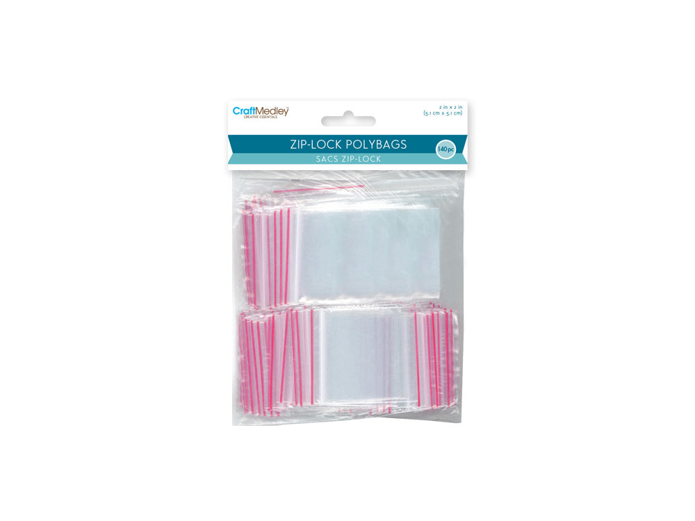 Craft Medley: Zipper-Seal Polybags 2"x2" 140pc