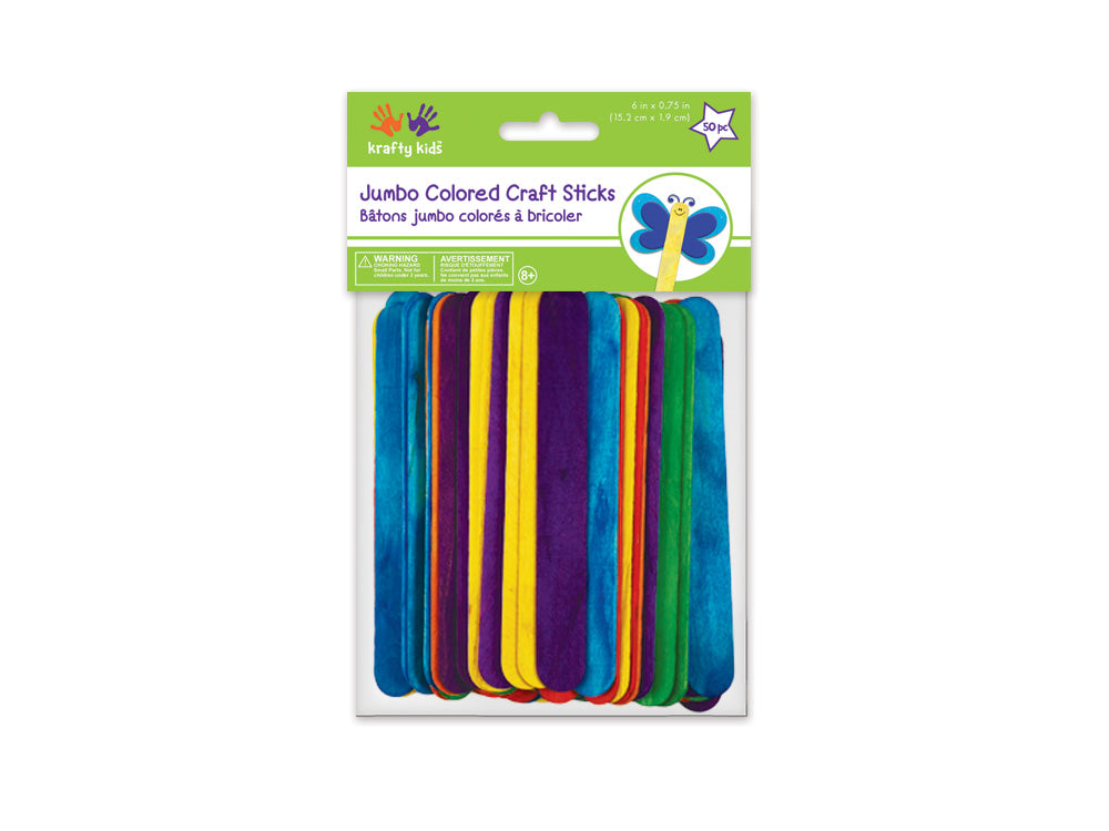 Craftwood: 6"x3/4" Jumbo Colored Craft Sticks 50/pk