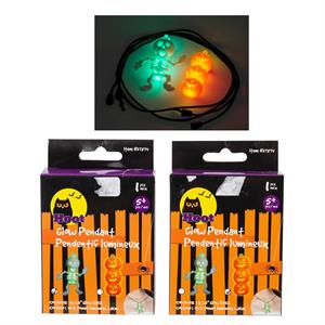 Hoot Hween Glow Necklace, 2asst., Skeleton/Pumpkin, colour box