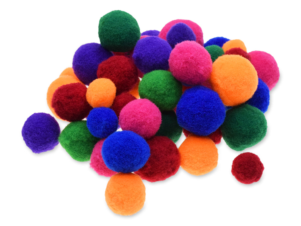 Krafty Kids: Soft-Poms x48 Asst Colors 3 Asst Sizes A) Brights