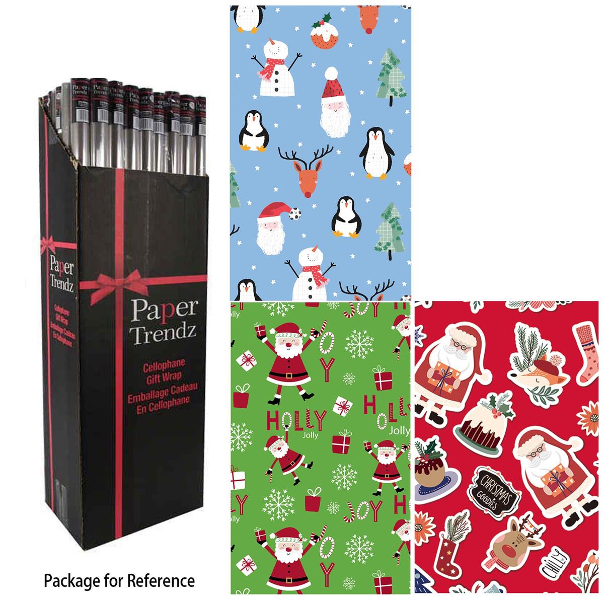 Paper T. Xmas Single Roll Wrap 40"x72" (20sqft), 3/S, 48/dsp