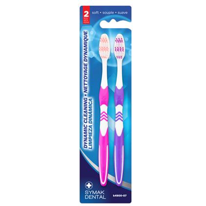TOOTHBRUSHES -2 PK, ADULT,SOFT PINK/PURPLE