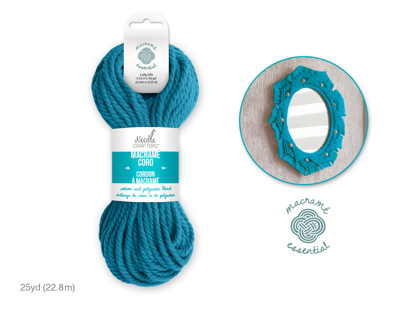 Needlecrafters: 4mm Macramé Cord 25yds (22.8m) J) Sky Blue