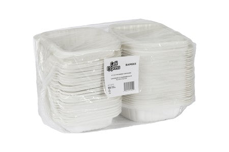 CAFE EXPRESS MFPP HINGED CONTAINER 6" X 6" 50/PK x 6/CS