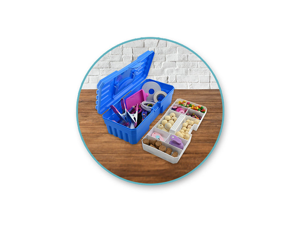Craft Storage: 12"x5.5"x4" Duraplast Crafter's Toolkit w/Removable Tray