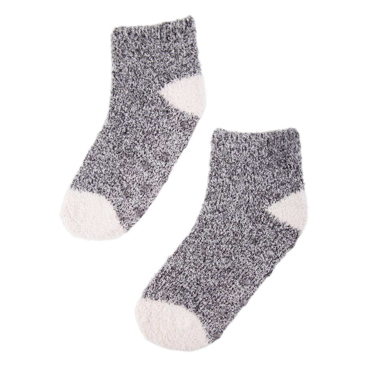 Nordic T. Ladies Fuzzy Socks 3 asst, ankle w antislip, hc