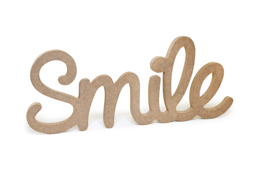 Wood Craft: 12" DIY Word Decor- MDF Standing L) Smile