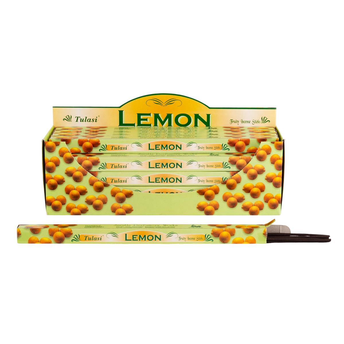 Tulasi, 9" 8 pcs, Incense Sticks, Lemon, 25/display box