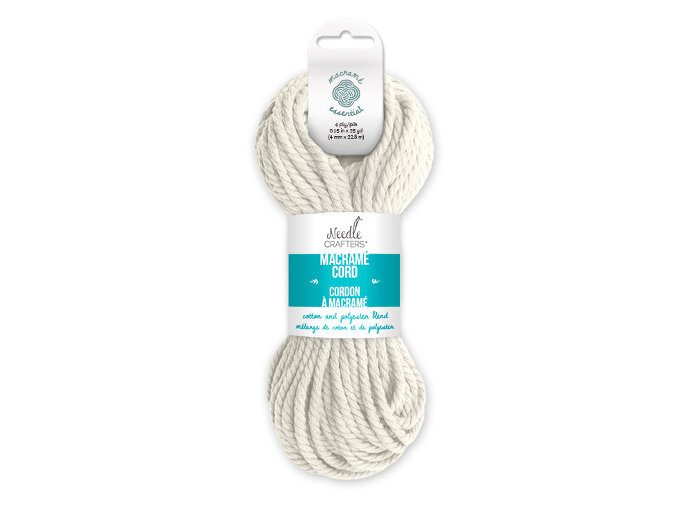 Needlecrafters: 4mm Macramé Cord 25yds (22.8m) B) White