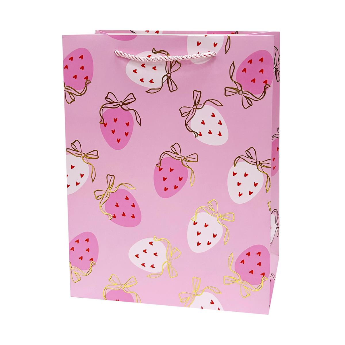 Paper T. Gift Bag, Large, Strawberries, Matte HS, 210gsm, Tag + J-Hook