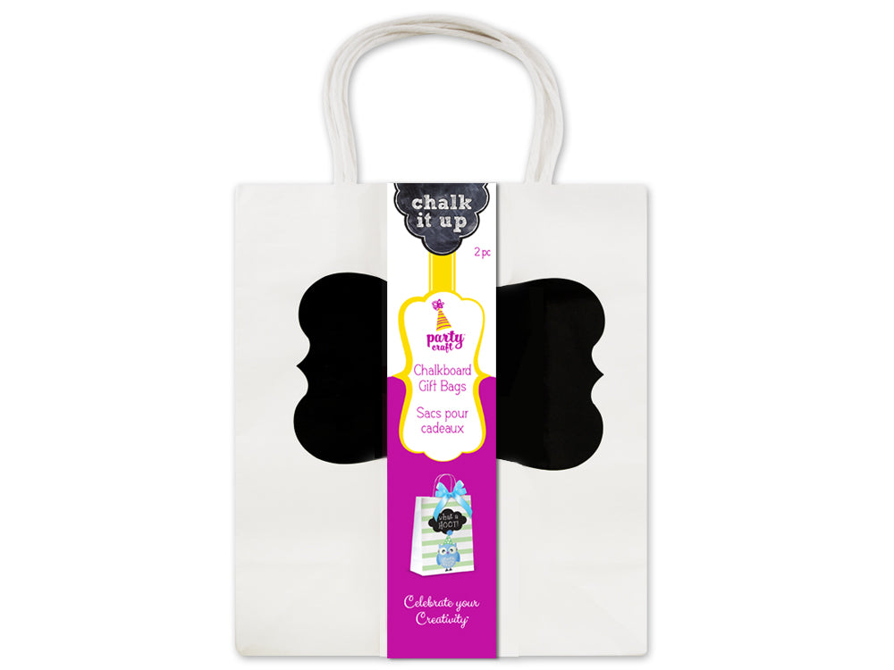 Party Craft: 8"x10"x4" Chalk-It-Up Gift Bags 2pk A) White
