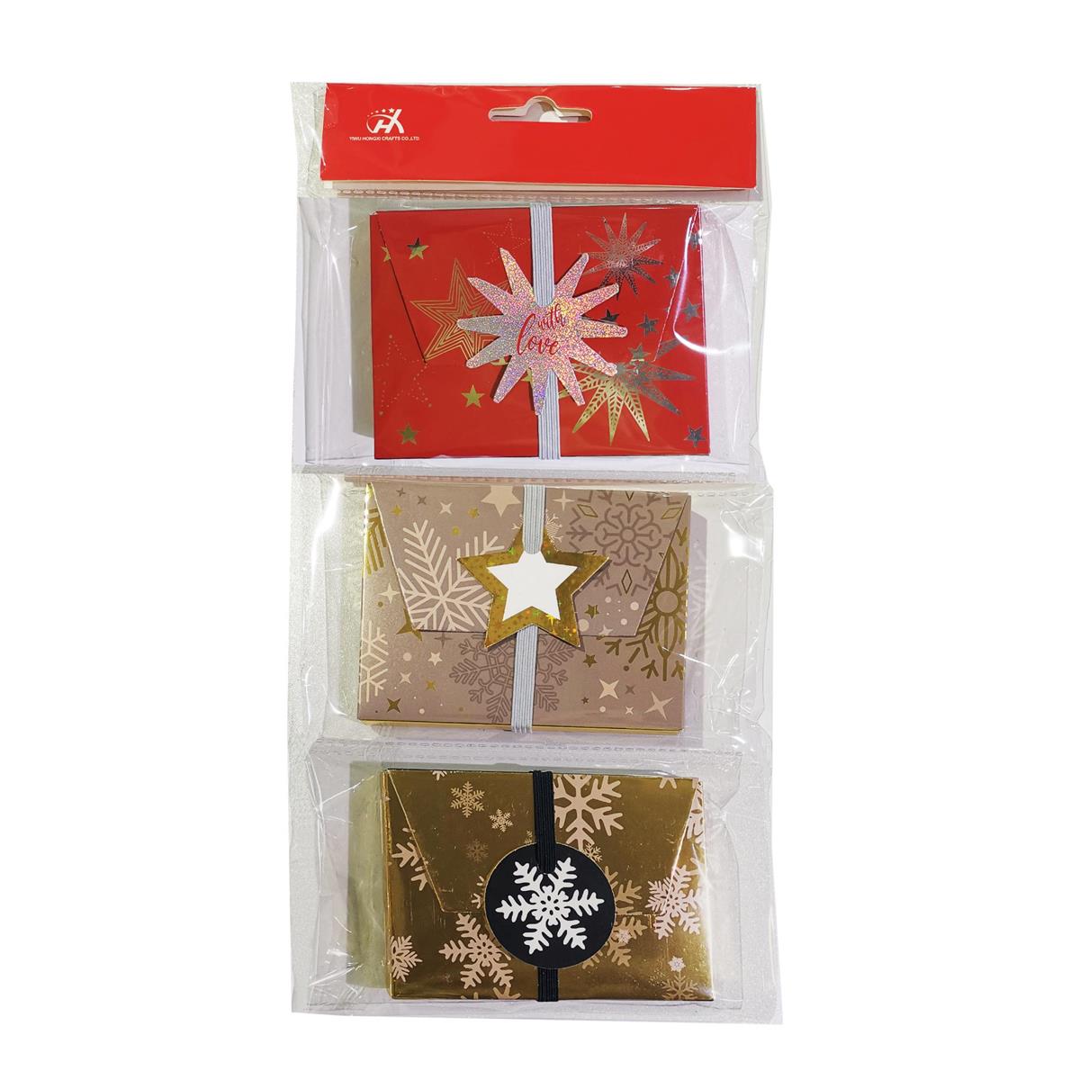 Paper T. 3pk Gift Card Holders, 3/s, polybag+header
