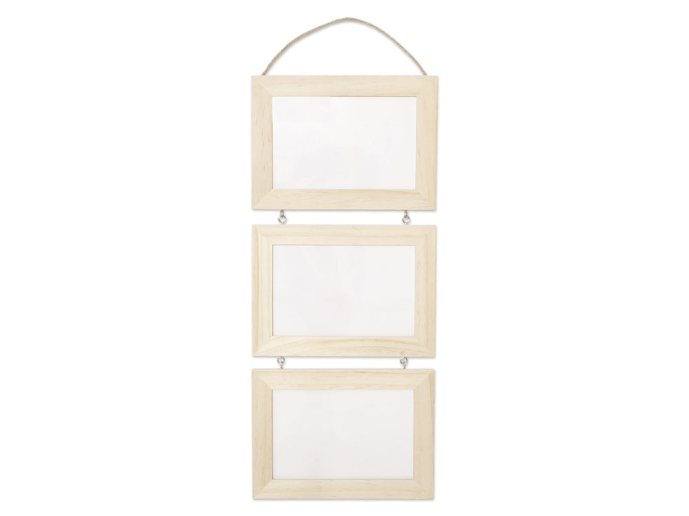 Wood Craft: DIY 7.13"x5.13" 3-Slat Hanging Photo Frame w/Jute