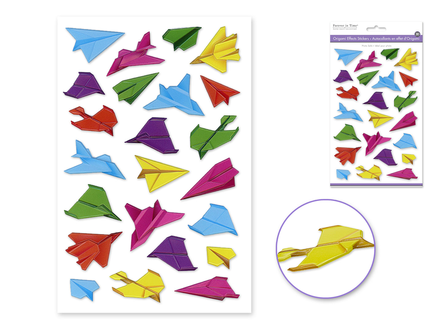 Paper Craft Sticker: 5.7"x9.8" 3D Origami Effects PVC B) Paper Airplanes