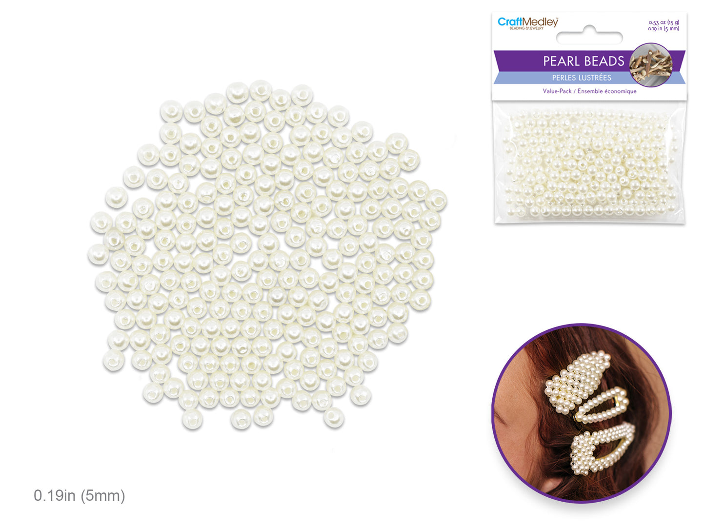 Pearl Beads: Acrylic Sleek Ivory Value-Pack C) 5mm~ 265pc