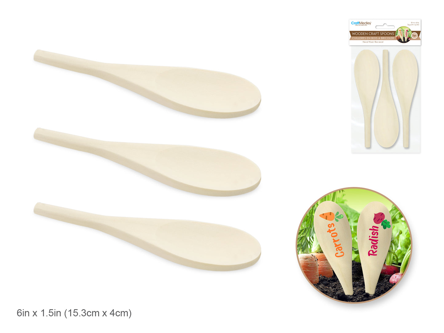 Craftwood: 6"x1.5" Spoon 3pc Natural