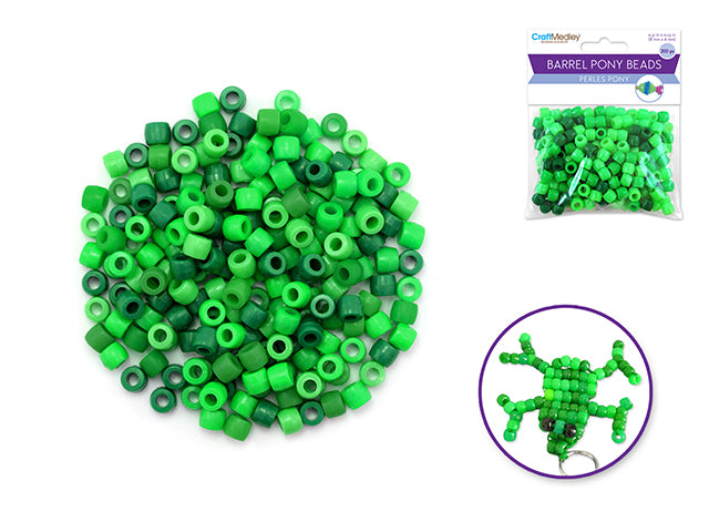 Pony Beads: 8mmx6mm Barrel Color-Mix Value-Pak x200 D) Verdi