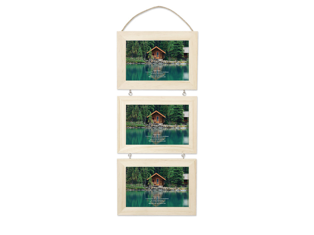 Wood Craft: DIY 7.13"x5.13" 3-Slat Hanging Photo Frame w/Jute