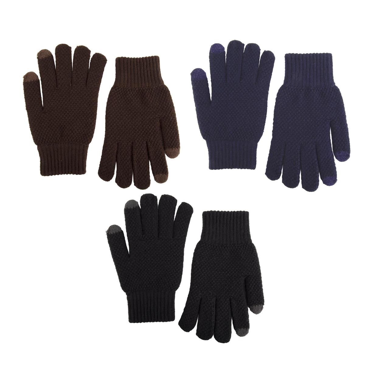 Nordic T. Knit Glove w Touch,3 asst, w cuff strap, hc