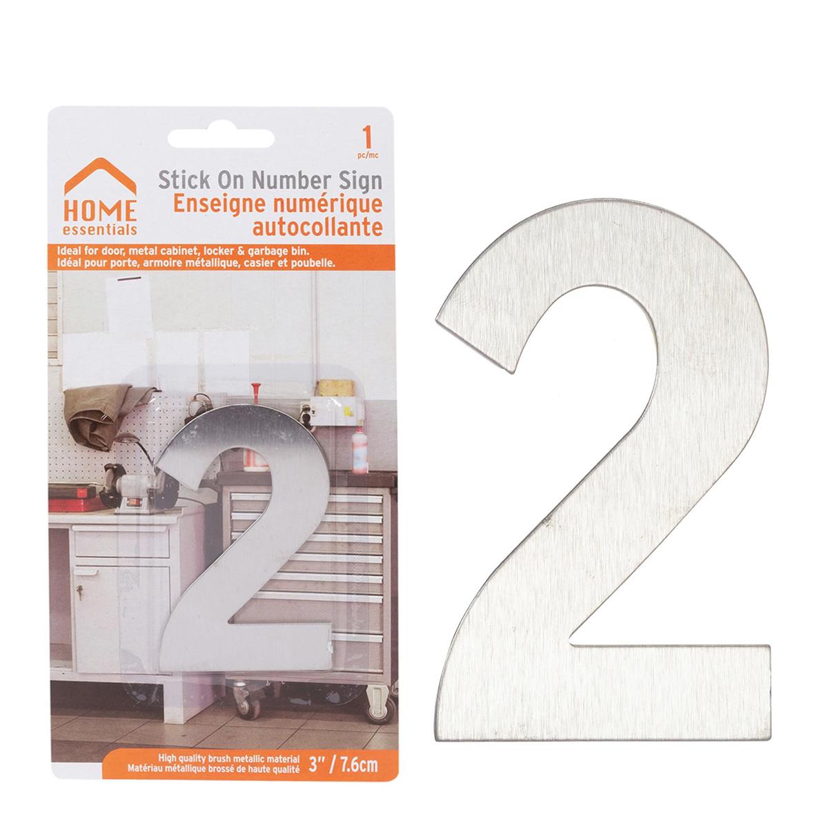 H.E. 3"#2 Adhesive Number Sign, SS B/C