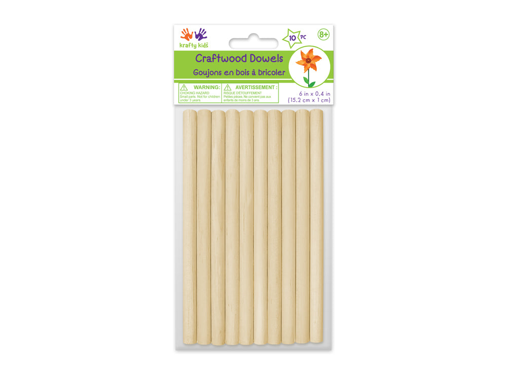 Craftwood: 3/8" (0.95mm) x 6" Natural Bamboo Dowel 10/pk