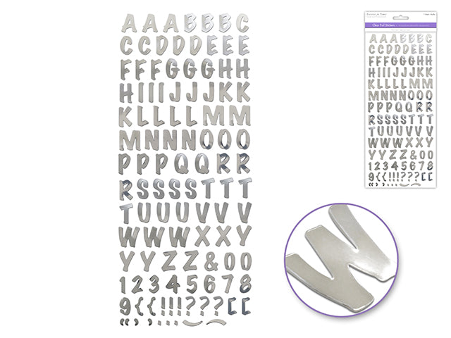Paper Craft Sticker: 5"x12" Foil Fancy Everyday Themes Clear Photo Safe R) Silver Caps Font