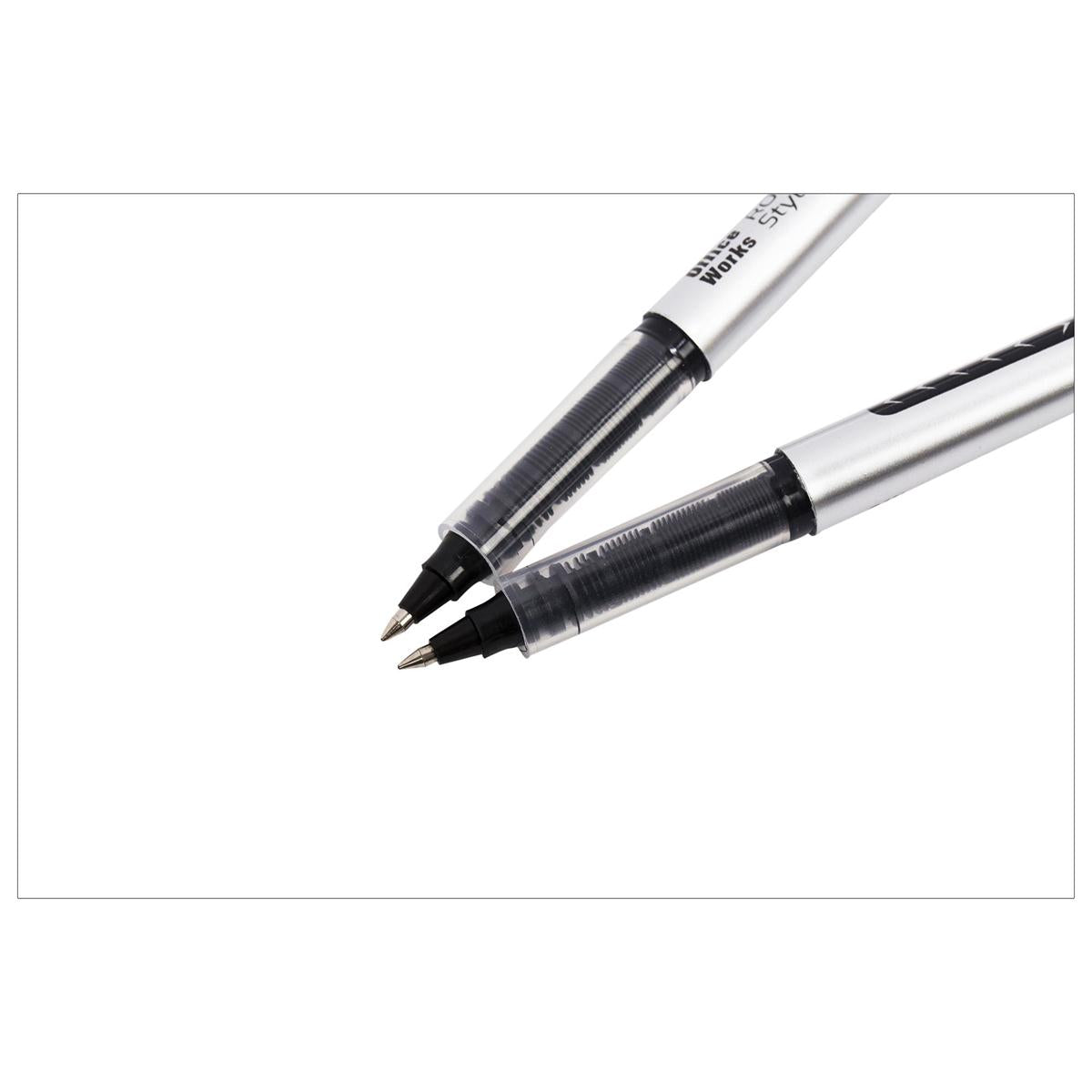 O.WKs. 2-Pk Black Roller ball Pens b/c