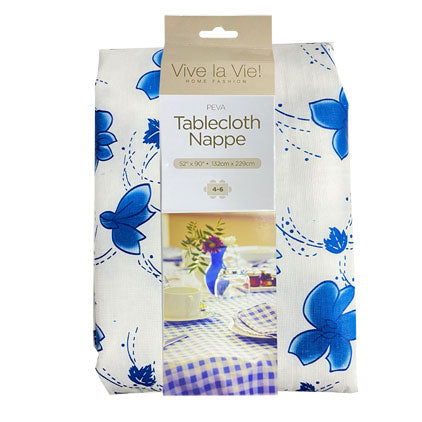 PEVA T/CLOTH-BLUE FLOWER 52X90