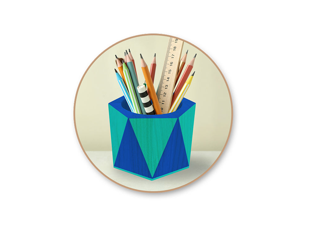 Wood Craft: 4.6"x4"x3.3" Desk Tub 12-Sided