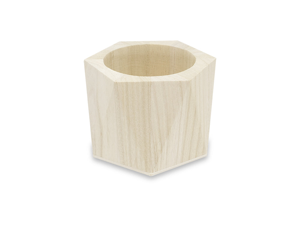 Wood Craft: 4.6"x4"x3.3" Desk Tub 12-Sided