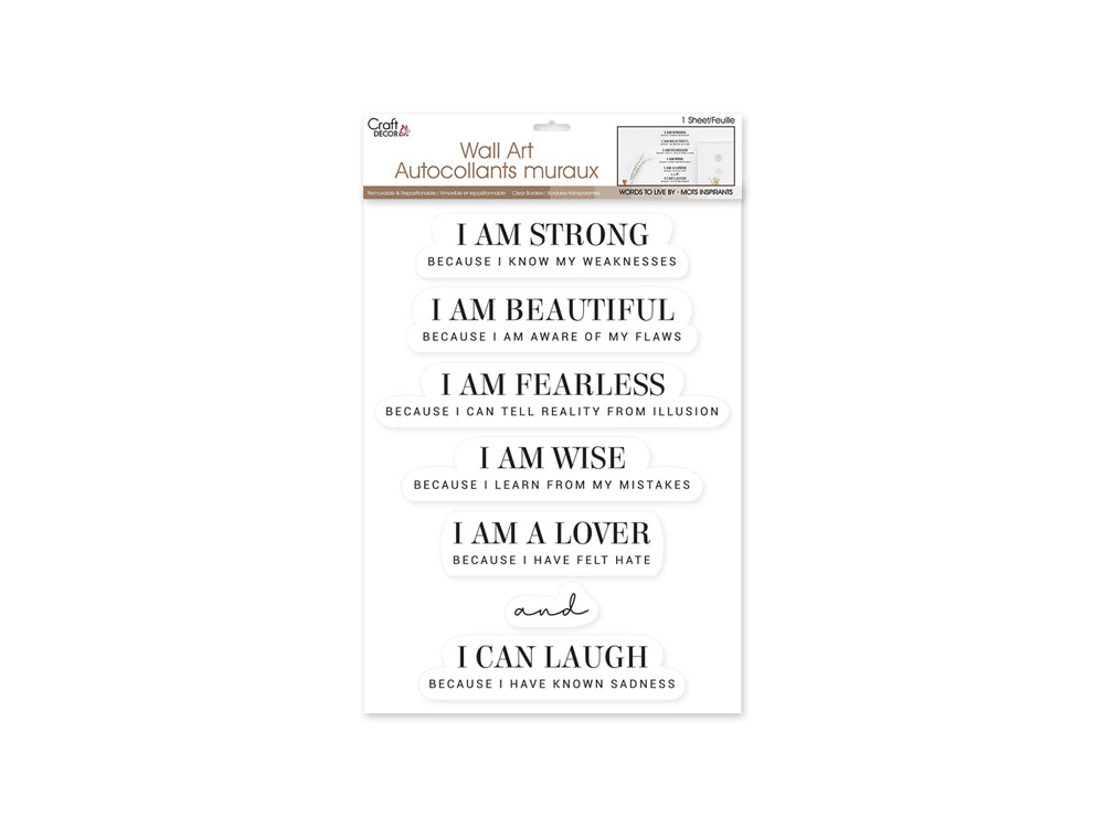 Craft Decor: 11.8"x15.75" 'Words To Live By..' Wall Art K) I Am Strong..