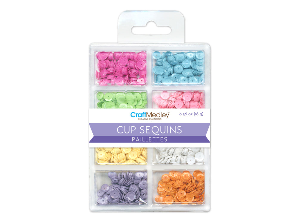 Craft Medley: 6mm Cup Sequins 25g Plastic Case 8-comp I) Baby