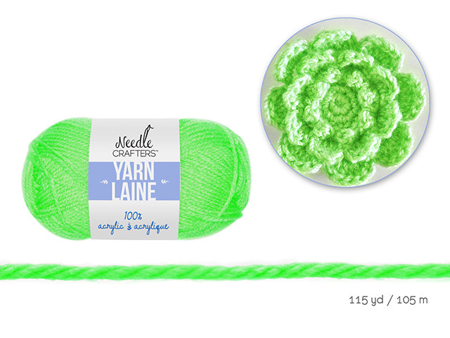 Needlecrafters: 50g Acrylic Yarn Standard Ball Dyed W) Neon Green