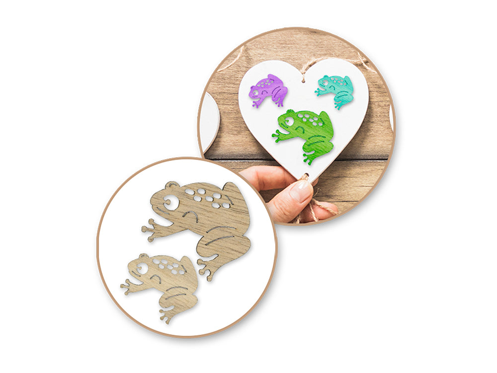 Wood Craft: 3cm+4cm Laser-Cut Ornate Wood Shapes 24pc B) Tree Frog