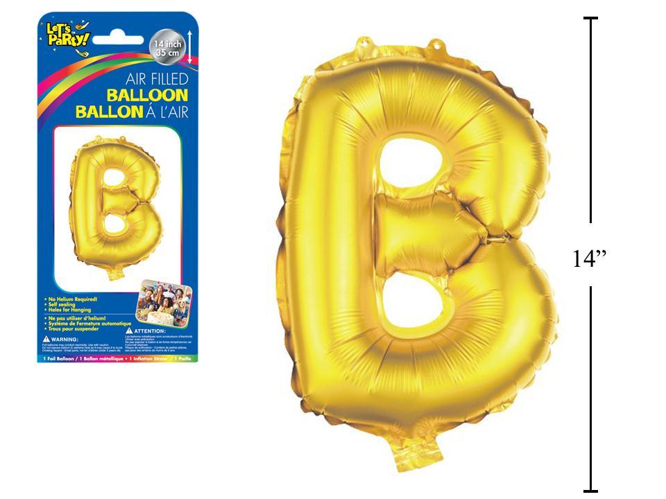 Let's Party "B" Gold Air Filled Balloon,14"