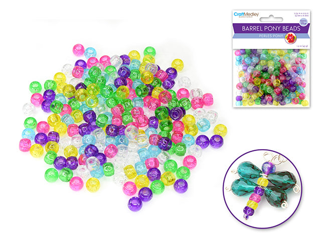 Pony Beads: 9mmx6mm Barrel Standard x175 G) Sparkle Multi-Mix