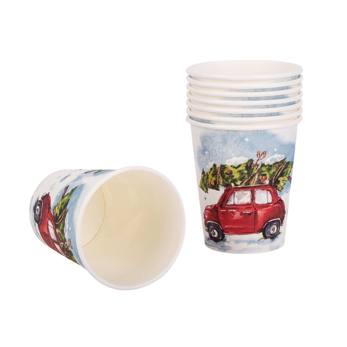 Xmas 8ct 9oz. Paper Cups shrinkwrap