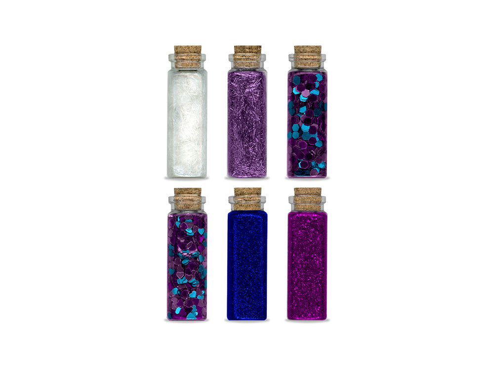 Craft Medley: 50.4g Glitter/Confetti Vials Asst w/Cork Lid (6x8.4g) A) Regal
