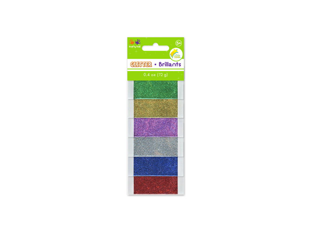 Krafty Kids: 12g Twinkle-Town Glitter Pouches (6ea x 2g) C) Metallique