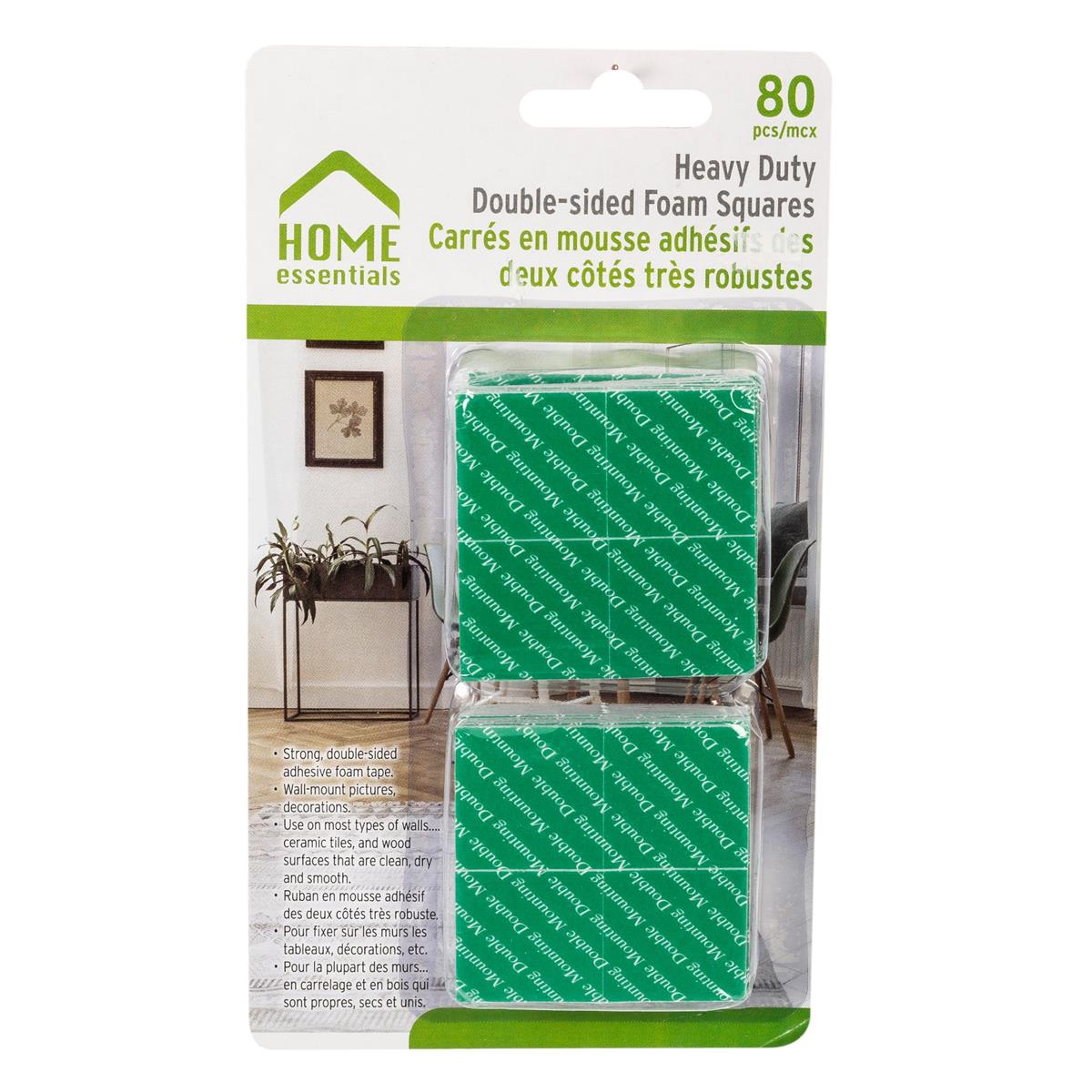 H.E., 80-pc Double-sided Adhesive Foam, Square, 1"x1", b/c