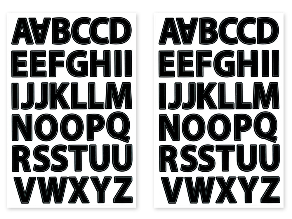 Paper Craft Sticker: 5.6"x8.7" Font Medley 2sheets G) Black Block Lrg. Cap 1 1/8"