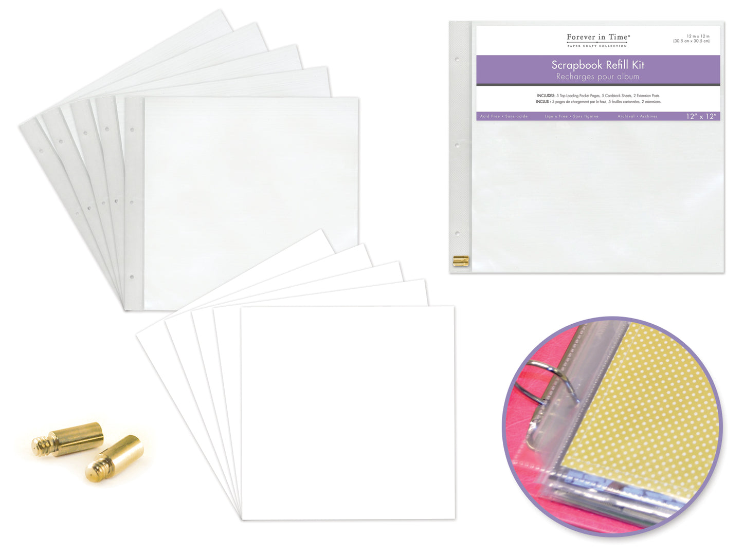 Scrapbook Refills: 12"x12" Pack 5pages+5shtprot+2extpost