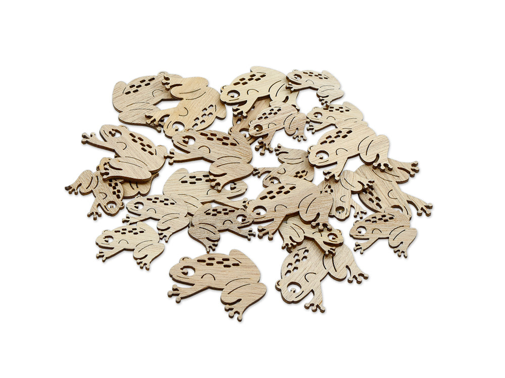 Wood Craft: 3cm+4cm Laser-Cut Ornate Wood Shapes 24pc B) Tree Frog
