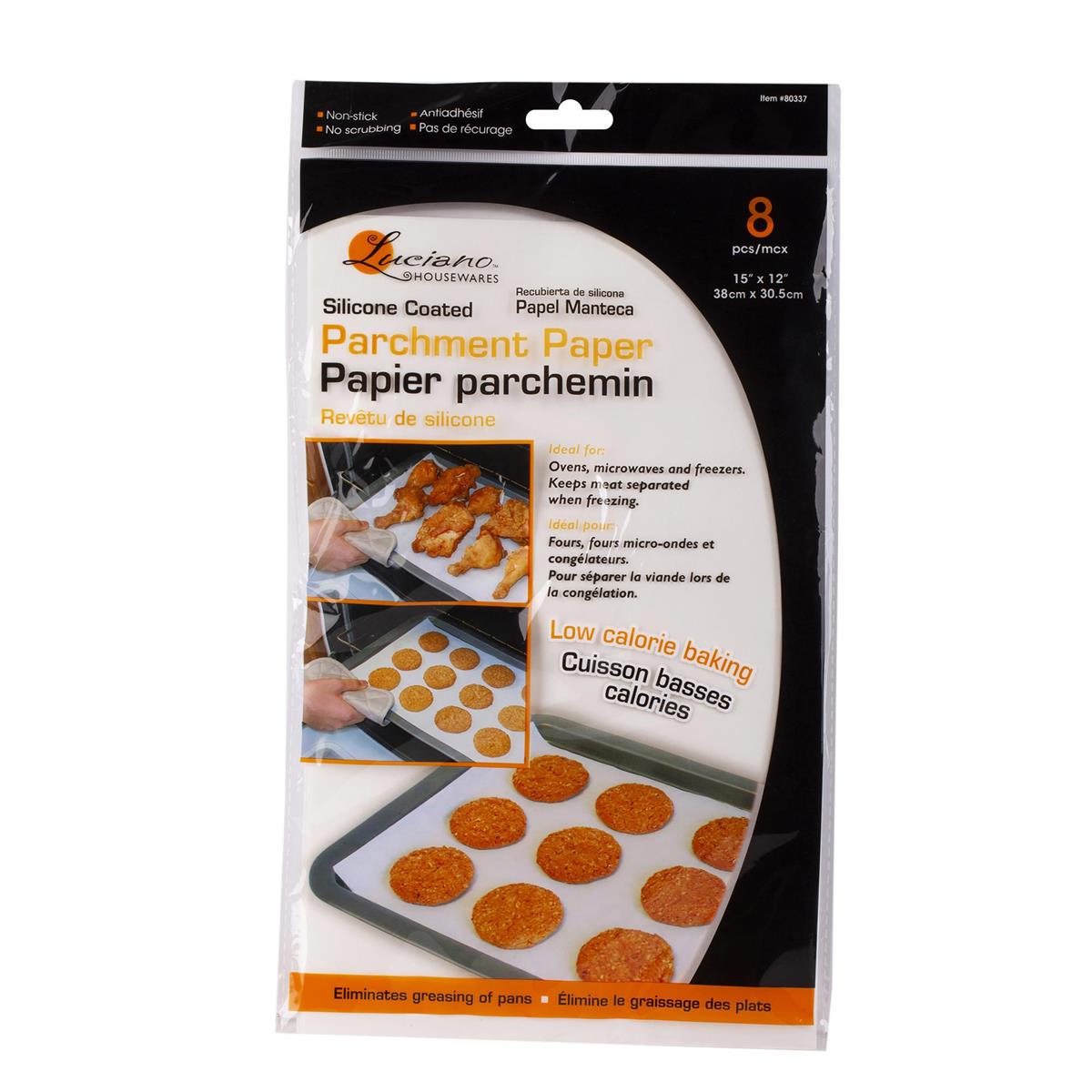 Luciano, 8-pc Parchment Paper, 15x 12",Silicone Coated,printed bag