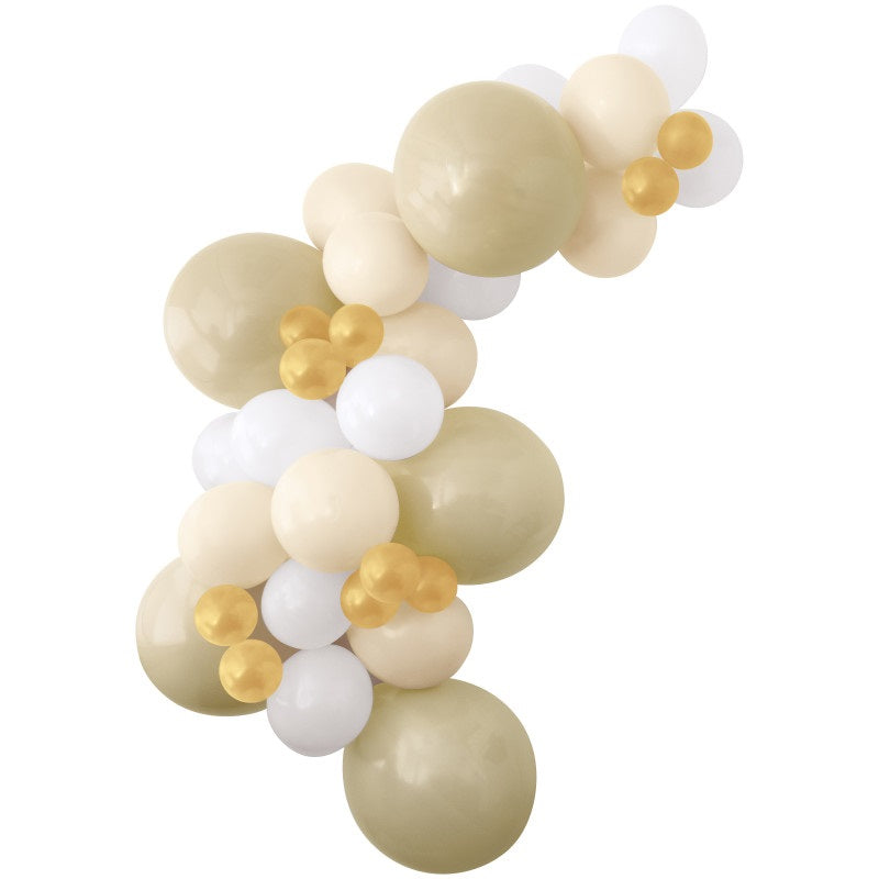 Assorted Gold & White Double Stuffed Latex Balloon Arch Kit  33pc
