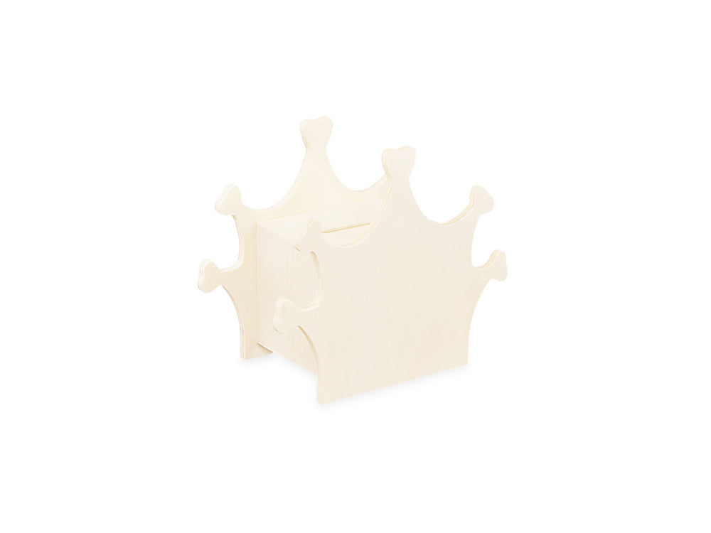 Wood Craft: 4.7" DIY Coin Bank w/Bottom Cap E) Crown
