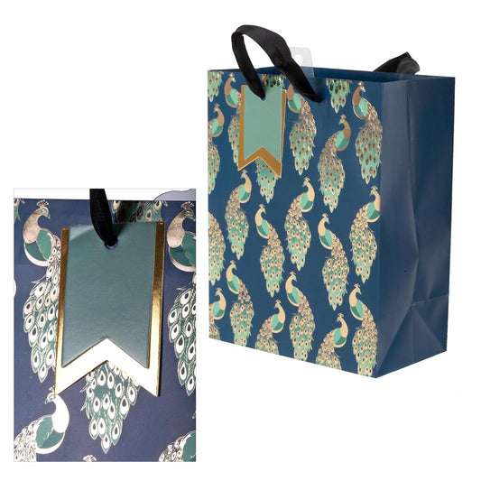 Paper T. Gift Bag, Medium, Peacock, Matte/HS 157GSM, Dbl HS Tag +j-hook
